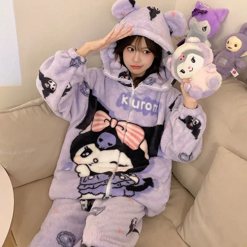 Nové Sanrio Hello Kitty My Melody Kuromi Hangyodon Prispôsobené kreatívne zamatové zamietnuté pyžamá vianočné darčeky voľné sada