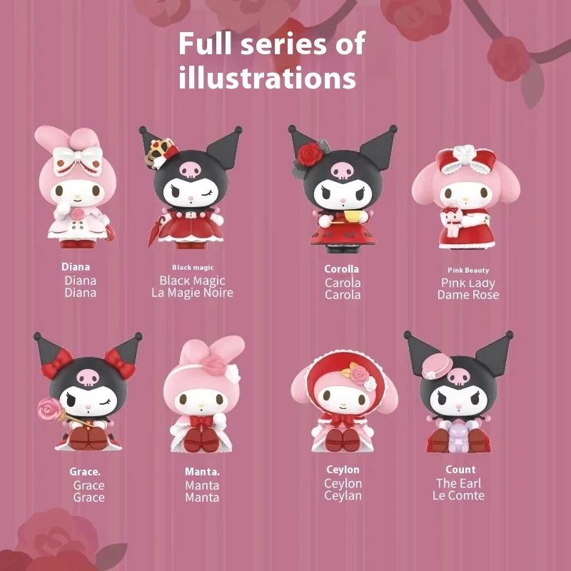 Nové Sanrio Rose Earl Series Blind Box Cute Desktop Ozdoby pre dievčatá a dámy narodeniny darčeky