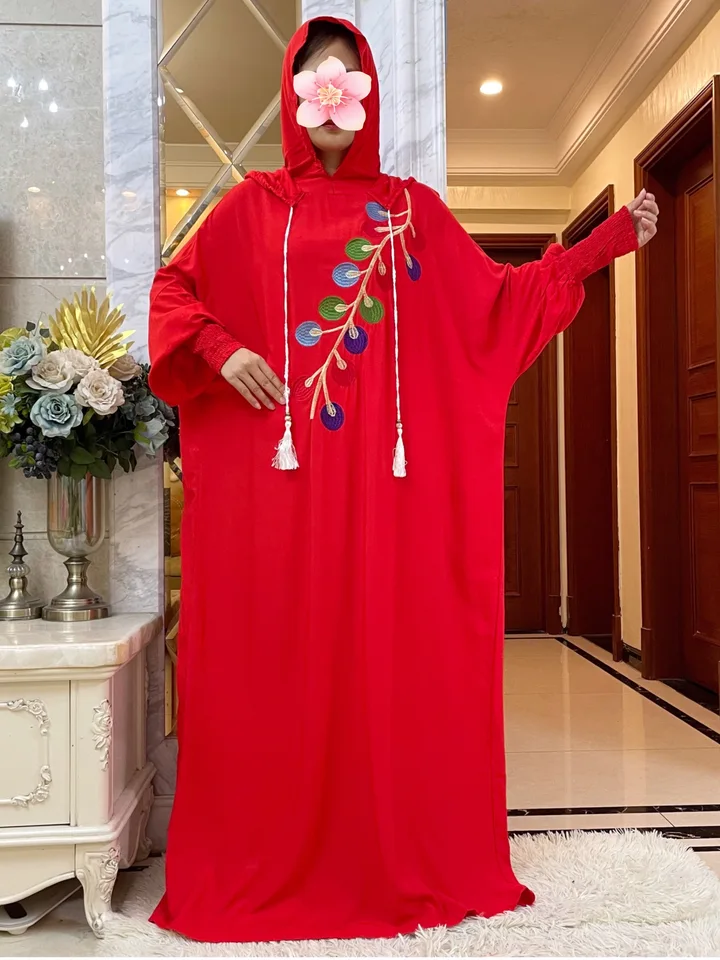 Nové saudské ženy Abayas Moslimský ramadán Modlitebné oblečenie s kapucňou Jalaba Solid Casy Casy Batwing Sleeve Arab Oriental Eid Rúch