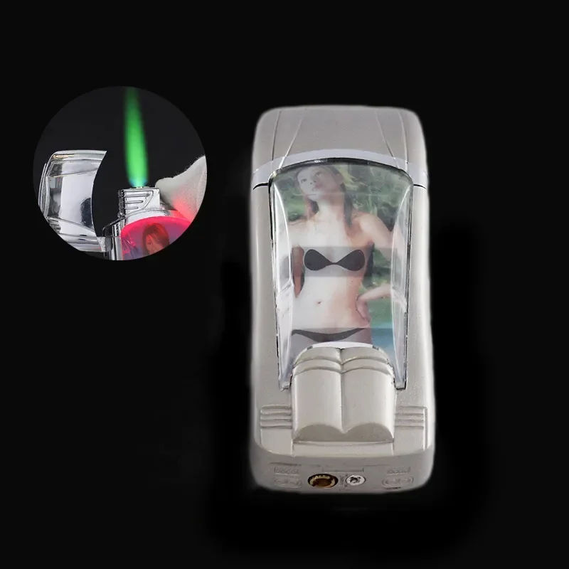 Nové sexy kozmetické nálepka veterné ľahšie kreatívne kreatívne modré pochodeň bután cigareta cigarety zapaľovače Turbo prúdové fajčenie doplnky darček