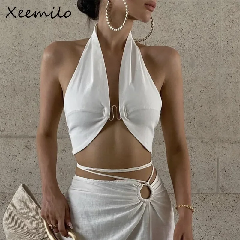 Nové sexy z haleňa na ramene Tank Top Elegantná bez ramienok bez spätnej plodiny špičkové letné štíhle chudé dámske dámske ulice Camisol