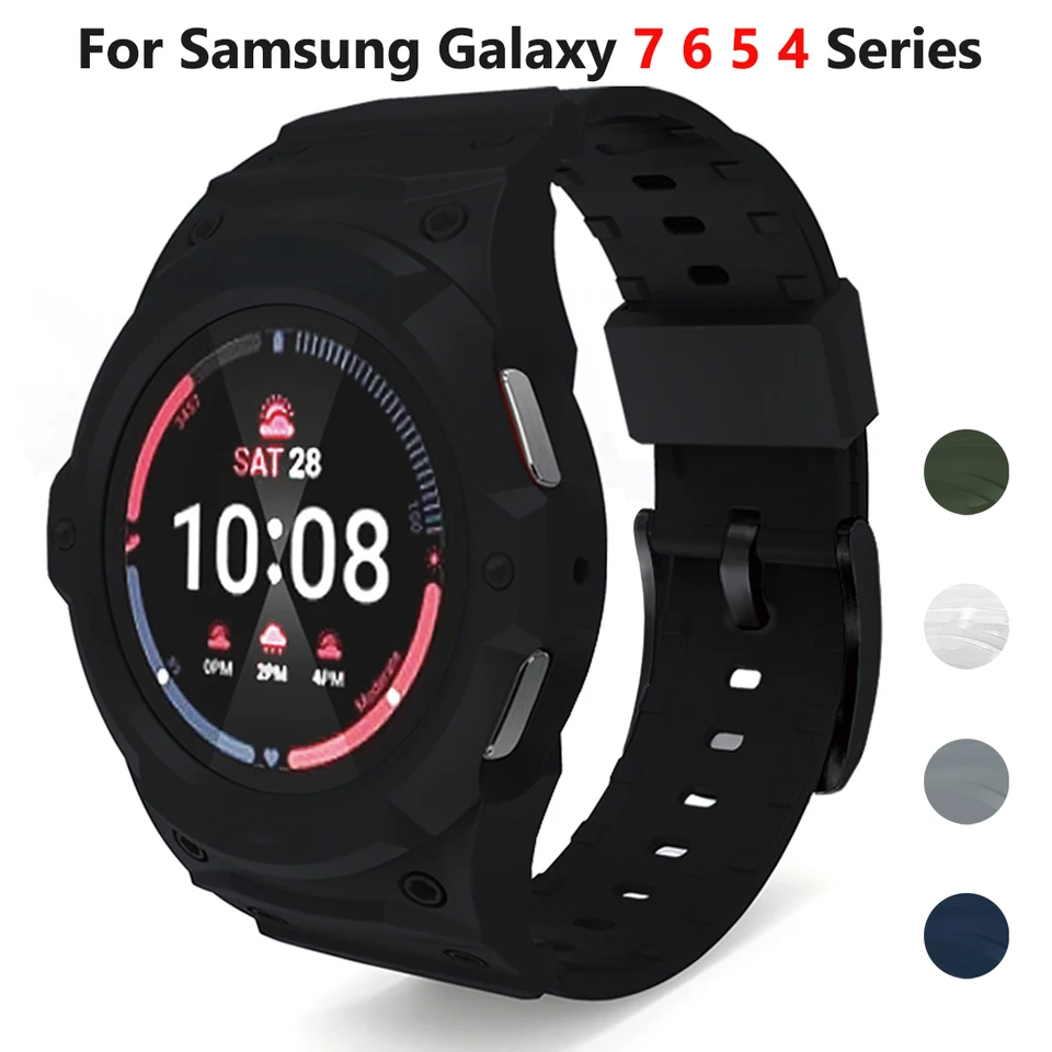 Nové silikónové puzdro+popruh pre Samsung Galaxy Watch 7/6/5/4 40 mm 44 mm náramok Ochranný kryt pre súpravu Modifikation Galaxy Watch