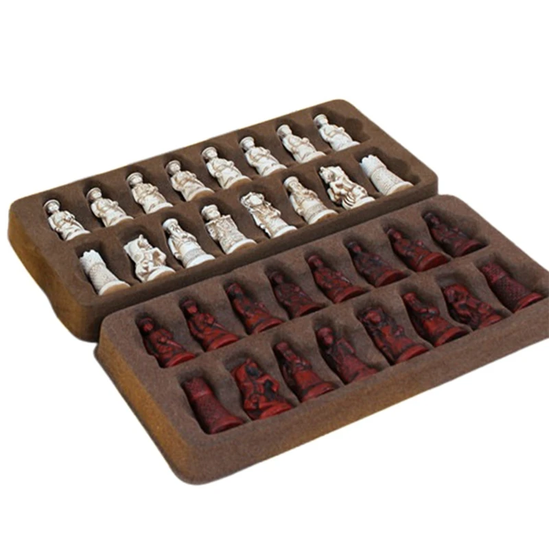 Nové starožitné šachové malé kožené šachové dosky Qing Bing Laislike Chess Parlating Postavy rodičovstvo Gifts Entertainment