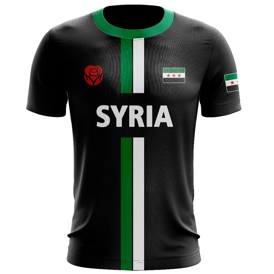 Nové Sýrie futbalové dresy pánske športové tričká Sýrska vlajka Street Street Tops Unisex Casy Graphic T-Shirts Pánske darčeky