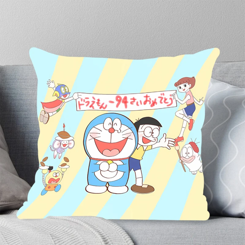 Nové tlačené obliečky na vankúš Pohodlné obojstranné štvorcové vankúšové pohovka štvorcový vankúš D-Doraemons vankúše Anime Domáci dekor