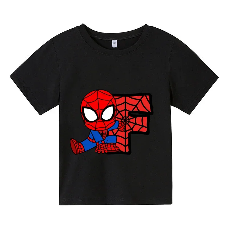 Nové tričká Spiderman Cartoon Boys Girls Dievčatá Detské listy fgh tlač Tieň pre deti leto s krátkym rukávom Tričko Tops