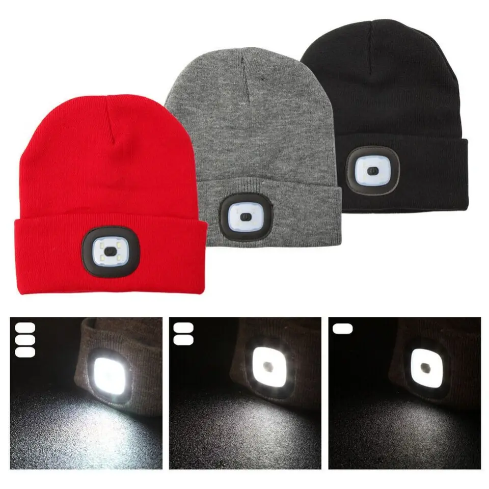 Nové unisex LED čiapky s čiapkou s USB nabíjateľné LED LED žiarovka LAMP LAMP LIGHT LIGHT Vysoko poháňané pletené čiapky TRISK