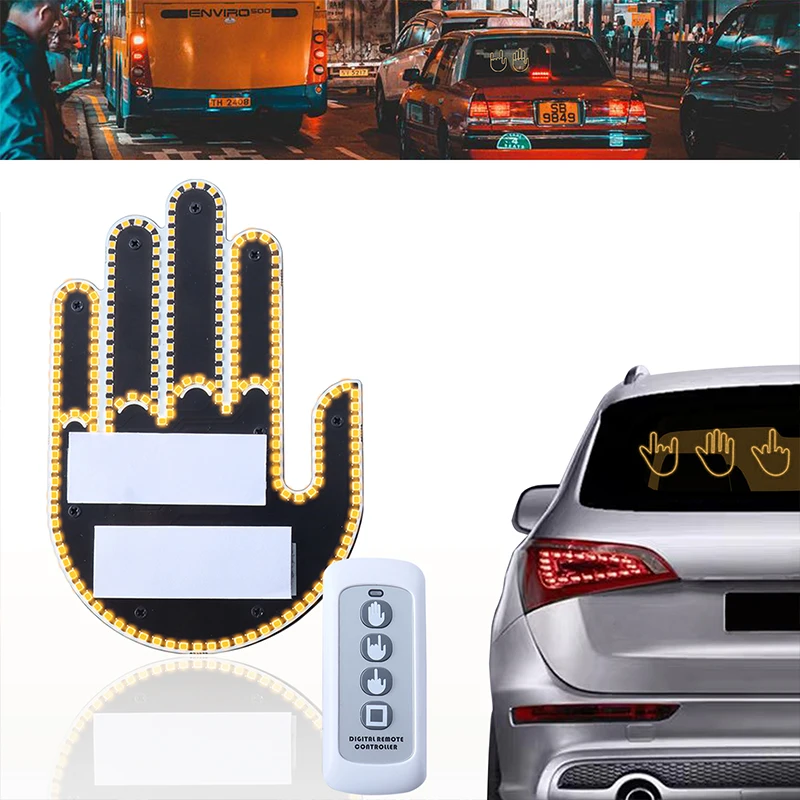 Nové Universal Fun Aut Finger LED svetlo s diaľkovým znakom zadného okna