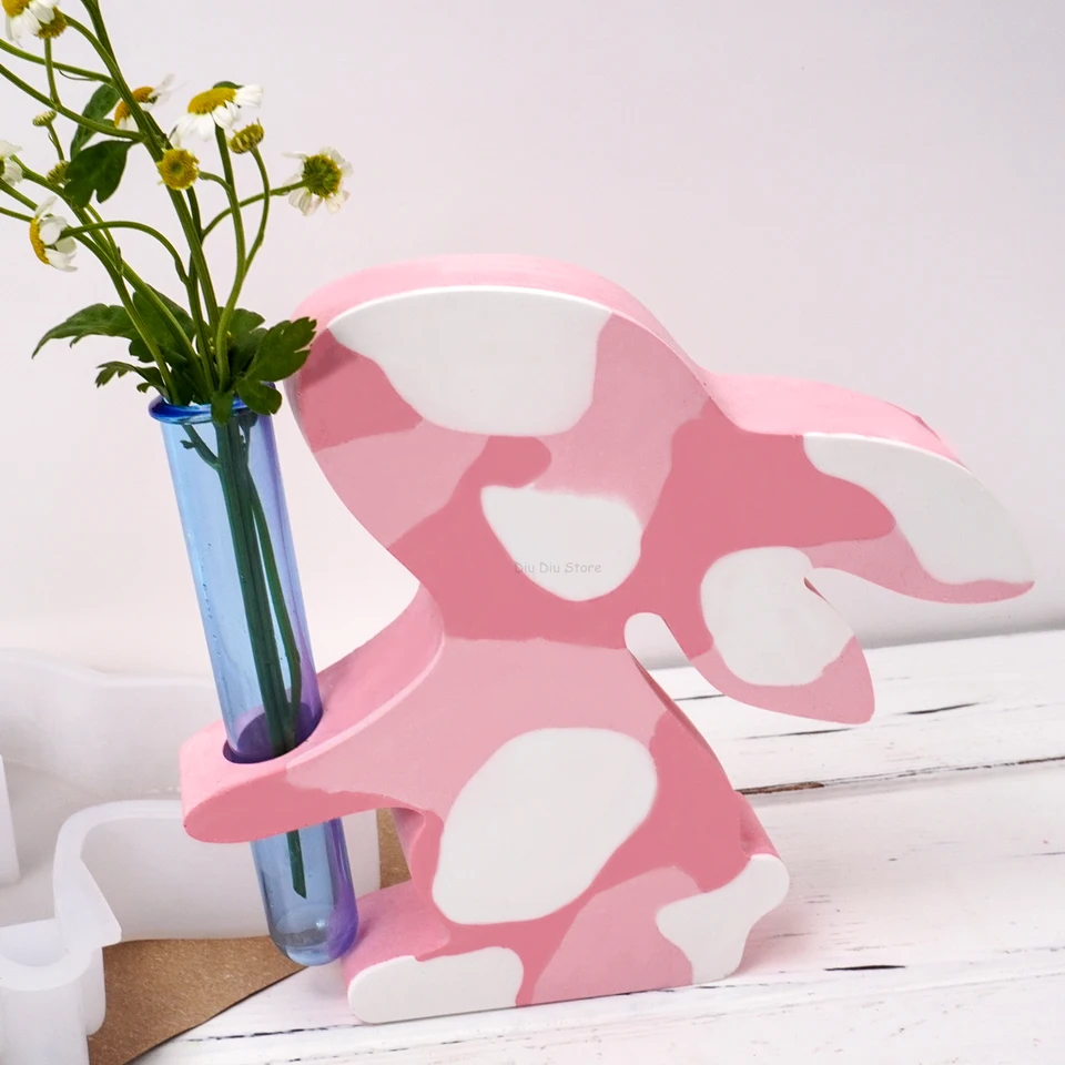 Nové veľkonočné zajačiky testovacej trubice Flowerpot Silikónová forma DIY králičie tvar Hydroponická váza formy