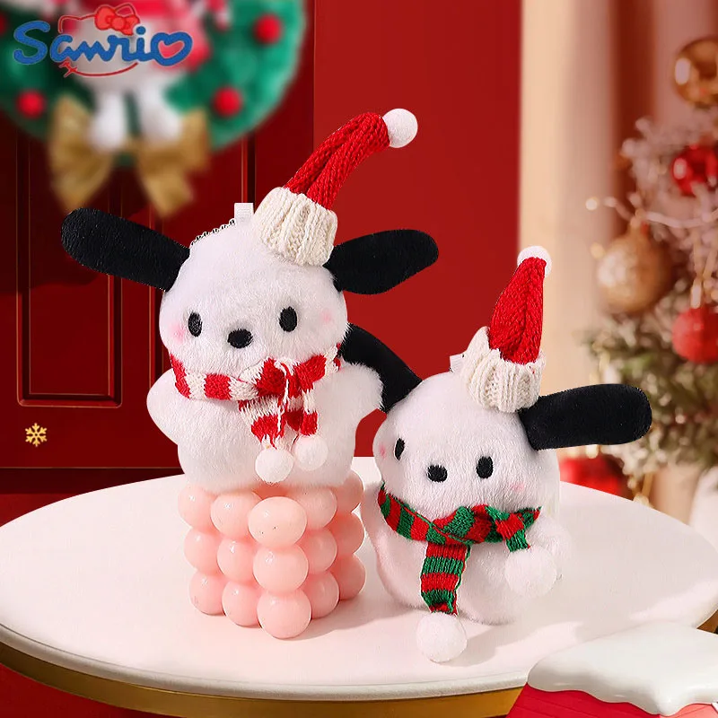 Nové vianočné šatky v Sanrio vianočné šatky Pochacco Doll Hračky Keychain Kawaii Detské tašky Kľúčenky Kľúčové