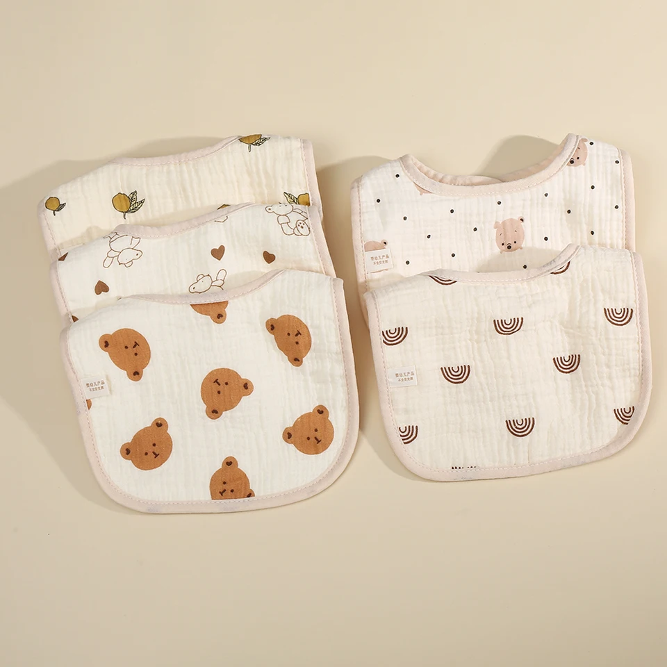 Nové vodotesné detské podbradníky roztomilé srdce Rainbow Cartoon Animal Print Cotton Brib Burp Burp Burp Hands pre chlapca dievča kŕmenie príslušenstva
