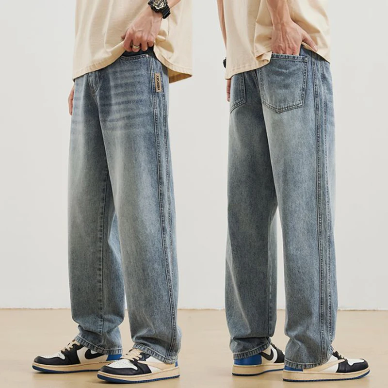 Nové voľné džínsy pre mužov, americká vysoká ulica Elastic Elastic Náhodné nohavice Denim High Street Nové dámske nohavice