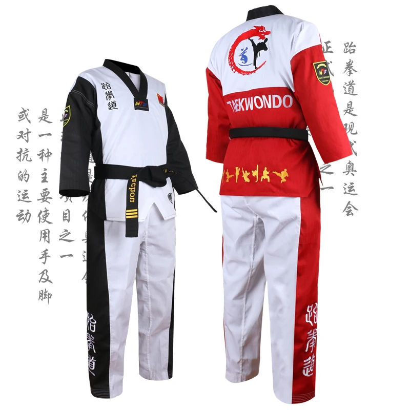 Nové vysoko kvalitné taekwondo Dobok TKD Cotten a Bambusové vlákno Uniforma ITF Séria detí detí Taekwondo s dlhým rukávom