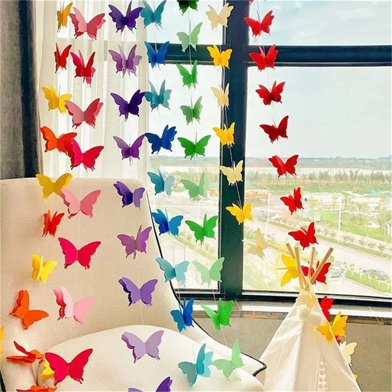 Nové všetko najlepšie k narodeninám 3D papier Butterfly girland Pull Flag Obýva