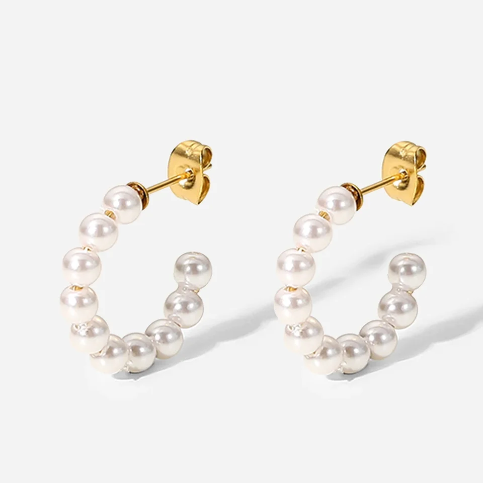 Nové z nehrdzavejúcej ocele Mini Pearl Circle CC Tvar obruče pre ženy francúzske vinobranie samíc náušnice šperky