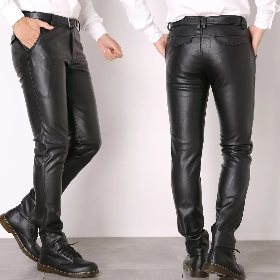 Nové zimné jar pánske kožené kožené nohavice kožené nohavice módne faux kožené motocyklové nohavice pre mužské nohavice pódium Club Wear L5