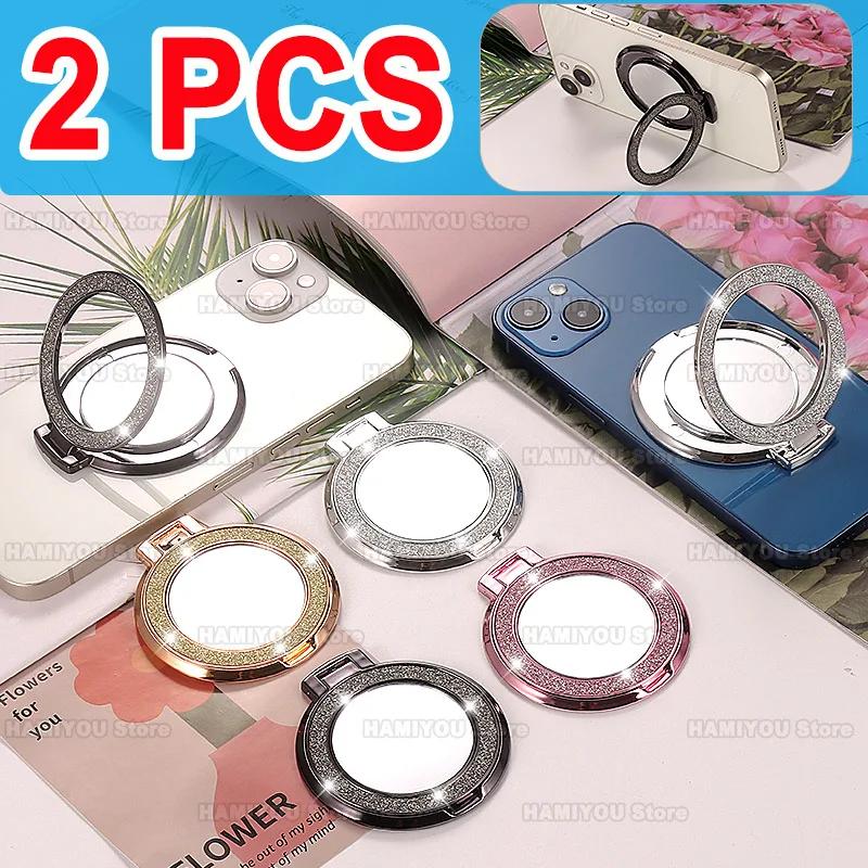 Nové zrkadlo trblietavý prsteň Ring Phand Držiteľ, okrúhly bling držiak pre iPhone 12 13 14 15 Pro Max