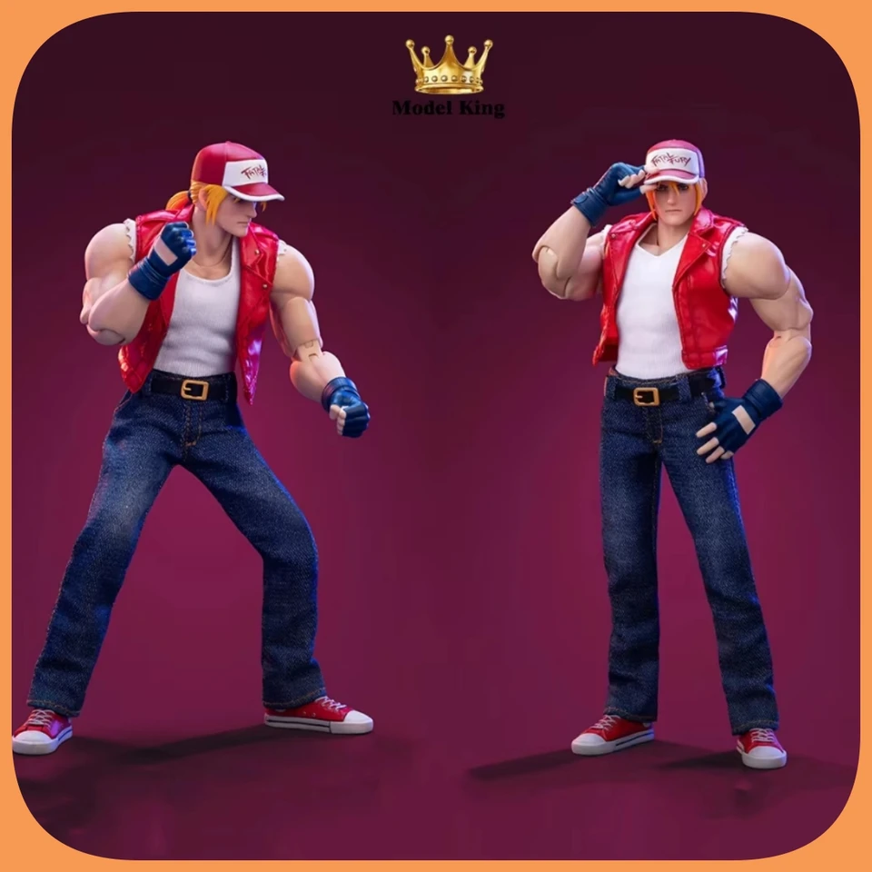 Nové zásoby Tunshi Studio TS-XZZ-005 1/12 Terry Bogard s dvojitou hlavou s plnou setou 15,5 cm akčného postavičky pre ventilátory
