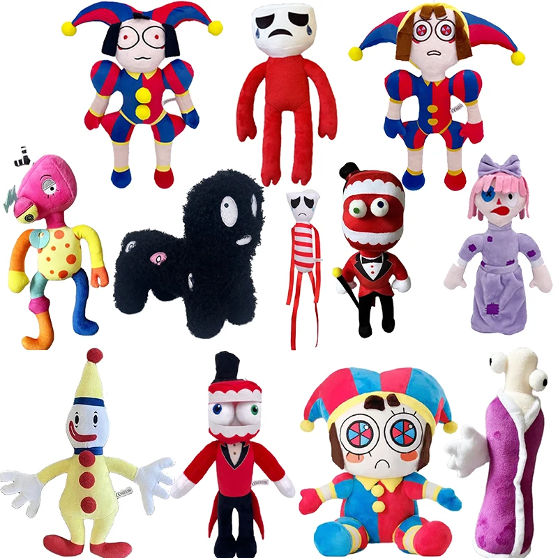 Nové úžasné digitálne cirkusové plyšové klauna Ragatha Pomni Cartoon Jax Doll Joker Plys Soft Soft Fľdapovaná pohovka zdobia vianočný darček