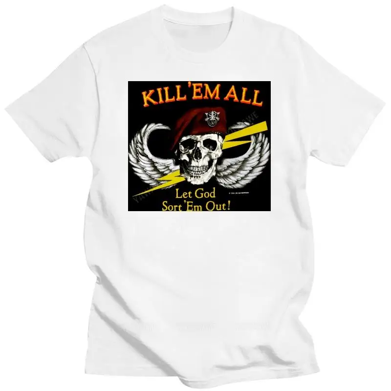 Nové čierne muži s krátkym rukávom Top Vintage Jrs Enterprises 1986 Kill Em All Let God Ent Trik Trik