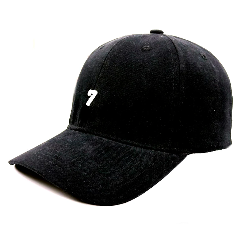 Nové číslo 7 výšivky baseballové čiapky Muži Ženy Retro umyté bavlna Snapback Dad Caps Outdoor Sports Priečko Sun Hat Unisex