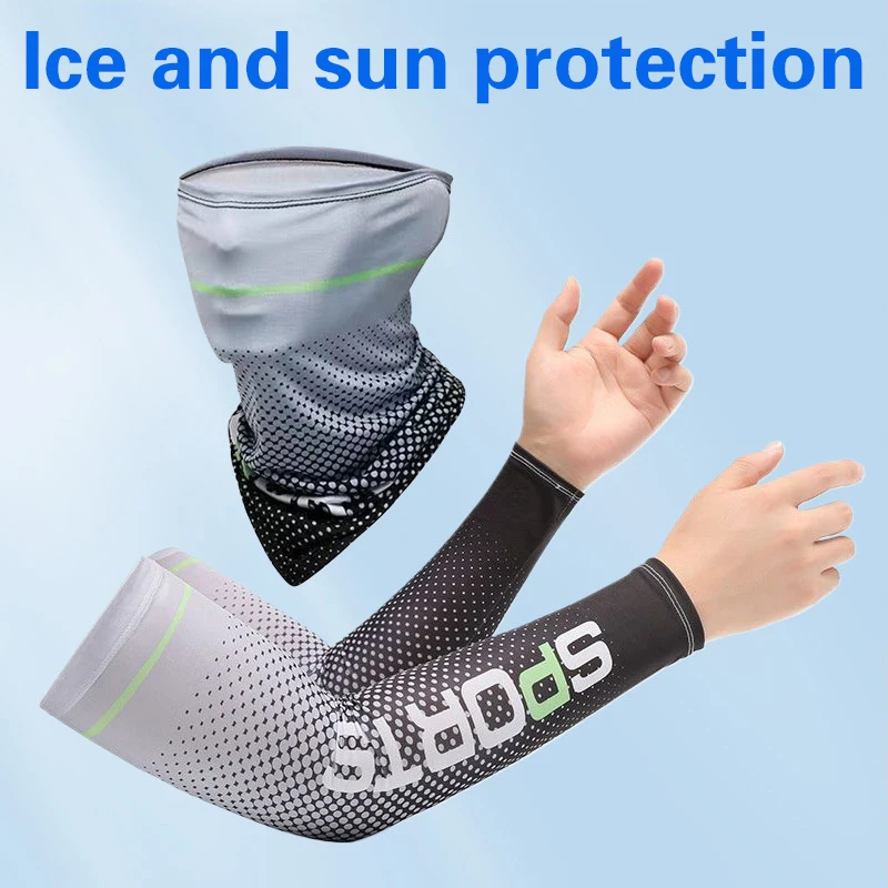Nové ľadové hodvábne rukávy Sunkreen Cuff UV Slnko rukávy rukávy Anti-Slip Men Ženy Dlhé rukavice vonkajšie chladné športové cyklistika