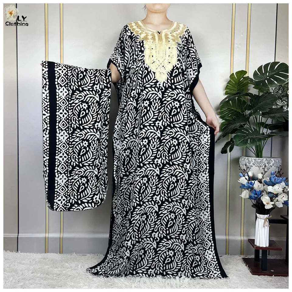 Nové šaty s krátkym rukávom ABAYAS 2023 Dubaj maxi bavlna voľné moslimské ženy moslim