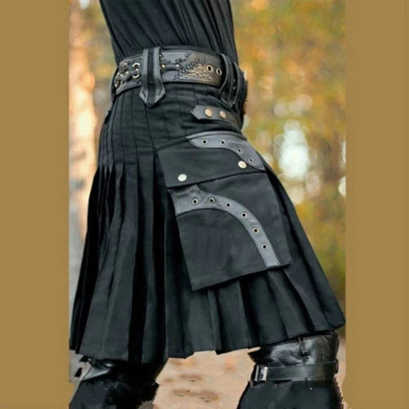 Nové škótske pánske kilty Tradičné sukne Kovové klasické retro tradičné osobnosť Kilts Check Pattern Men sukne rx3637