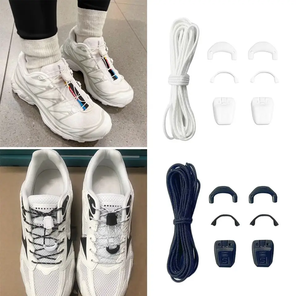 Nové šnúrky bez kravaty Round tenisové šnúrky bez kravaty Dospelé deti Kvalitné tenisky Shoelaces pre Salomon