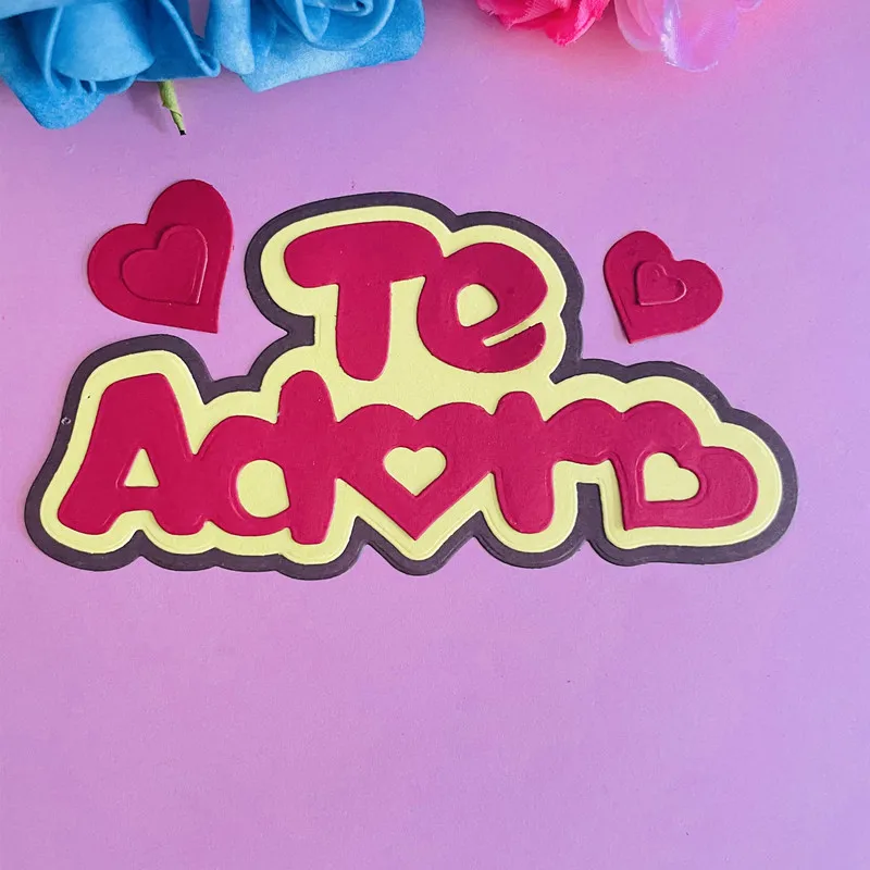 Nové španielske slovo te amor srapbook die kovové rezanie matričiek DIY Scrapbook Paper Cards Embosing Craft Die Cut Handmade Craft