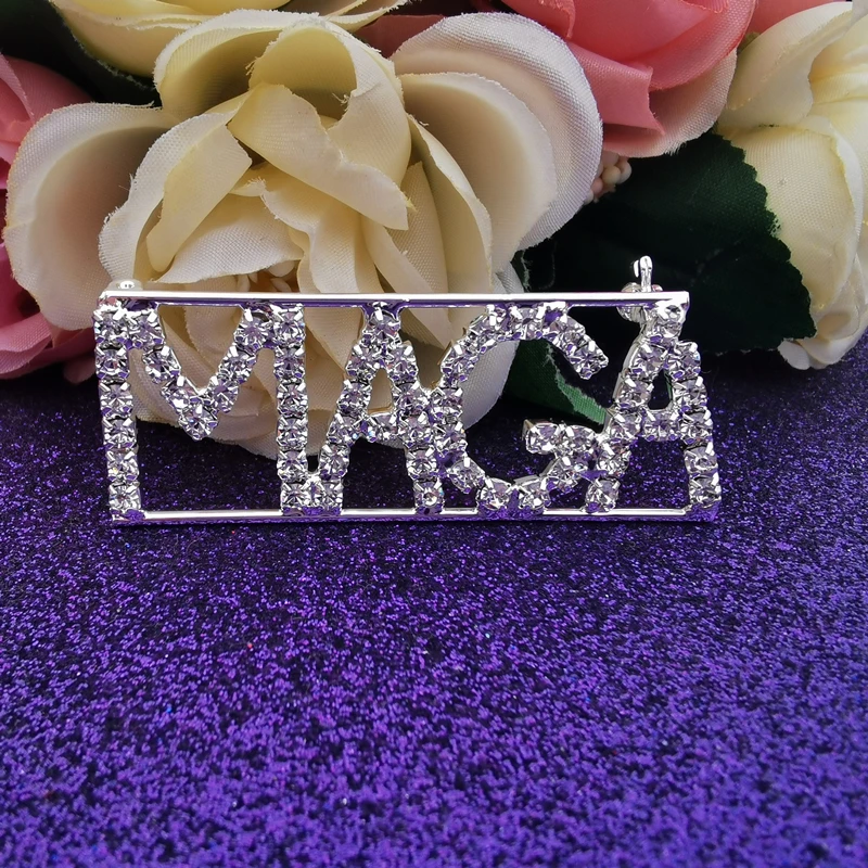 Nové šperky Styles Slová MAGA Make America Great Again Pins Reminestone listy brošňa jedinečné darčeky pre ženy alebo mužov