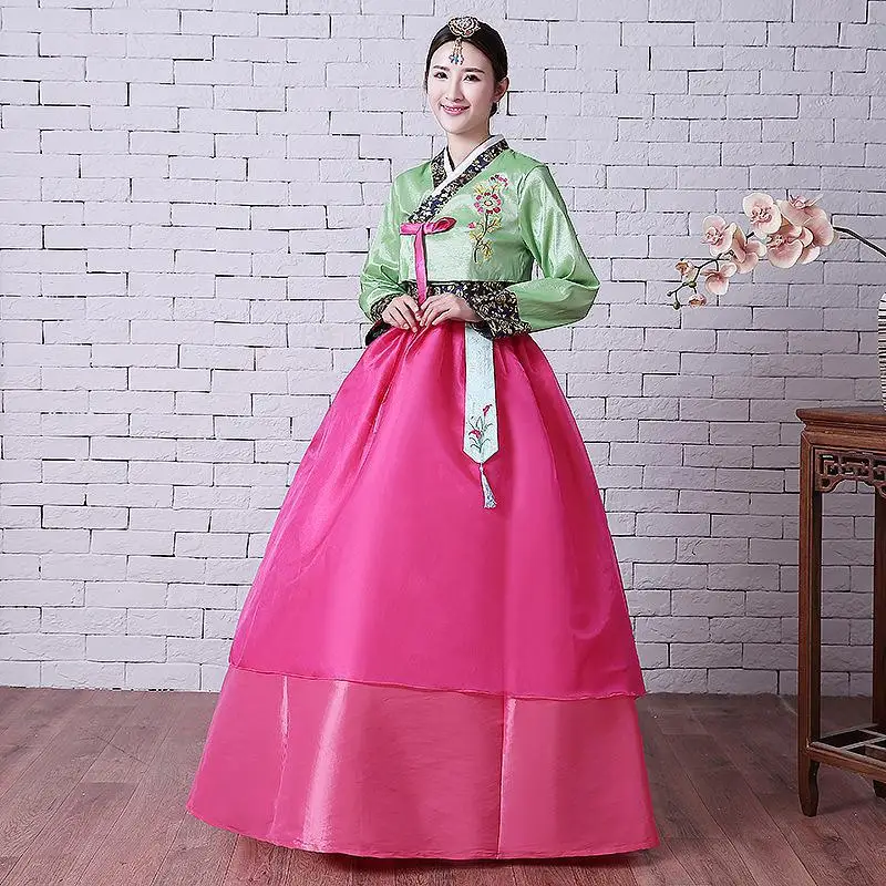 Nové ženy Kórejské tradičné oblečenie šaty Palace Stage Performance Performance Performance Female Multicolor Elegant Hanbok Top sukne sukne