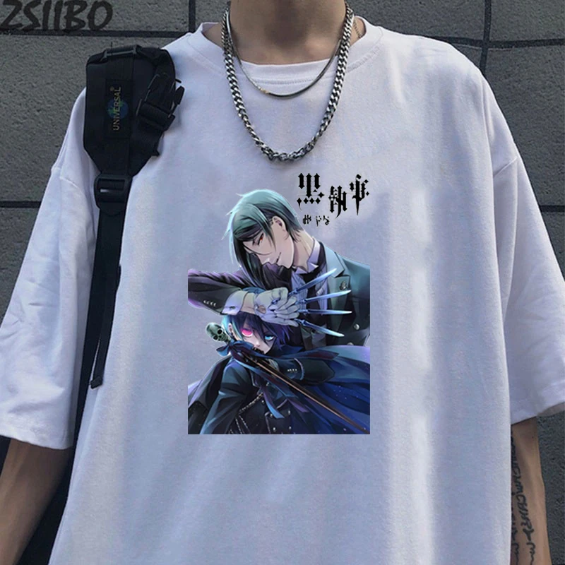 Nové ženy Men módne tričko Funny anime čierny komorník Sebastian Michaelis Ciel Phantomhive tlač