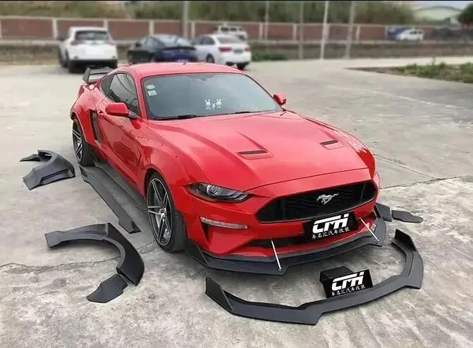 Nové！ pre Ford Mustang 2015-2022 ABS Matt čierny nárazník predný pery zadný difúzovač bočná sukňa SPOILER Fender Wide Body