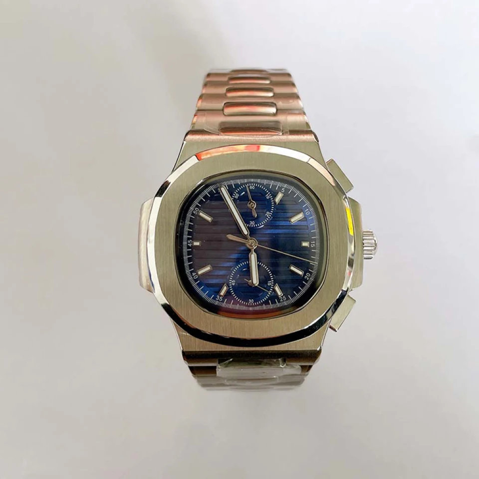Noví 41 mm modifikujúcich mužov Sledujte logo bez loga zafírové sklo 316L oceľový náramok nautilus v štýle Quartz Watch s pohybom VK61