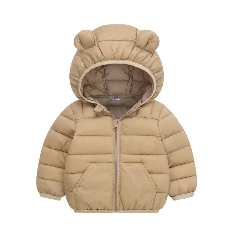 Noví chlapci z masívnej farebnej bundy detské s kapucňou zips dolu Cotton Coat Autumn Winter Nové dievčatá Zhustené neformálne roztomilé odevy 2-6y