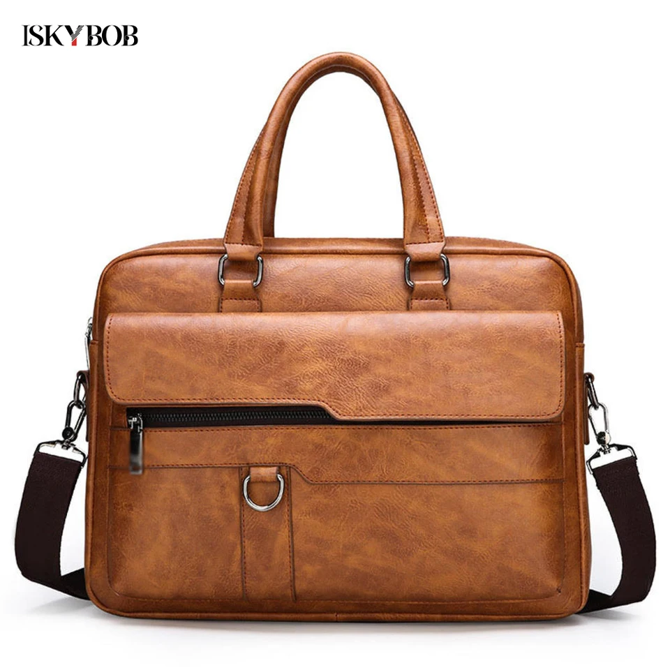 Noví muži kufrík taška retro pu kože kožená kabelka Satchel Muž Crossbody Bag Laptop Comput Case Office Kandid