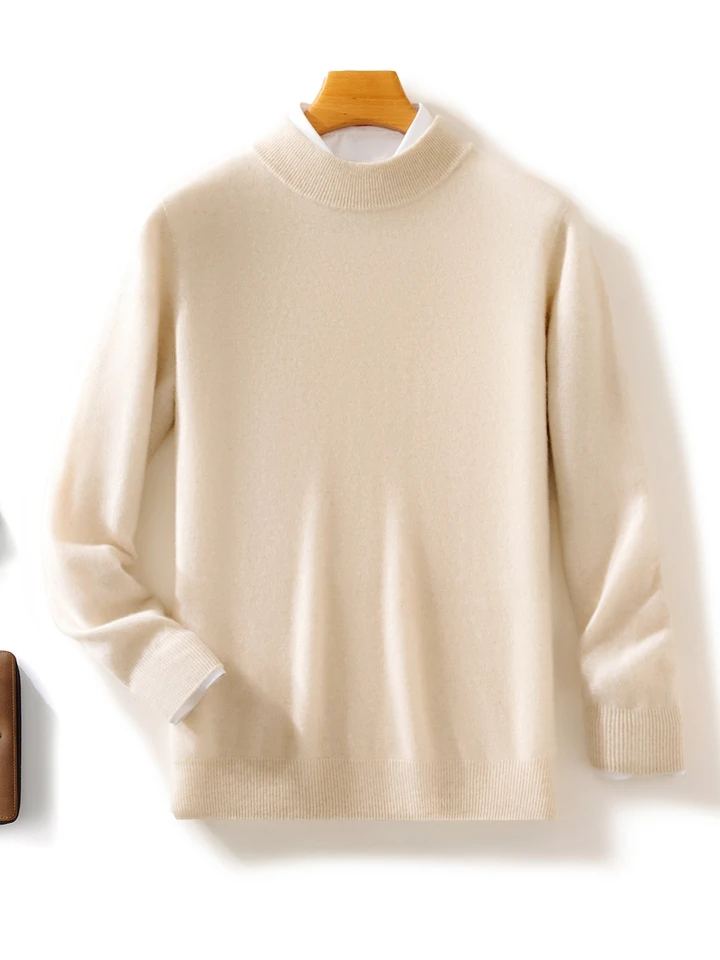 Noví muži Mock Brck Pullover Autumn Winter Inteligentný neformálny sveter 100% Merino Wool Pletená základný štýl mäkké teplé pletené oblečenie vrcholy