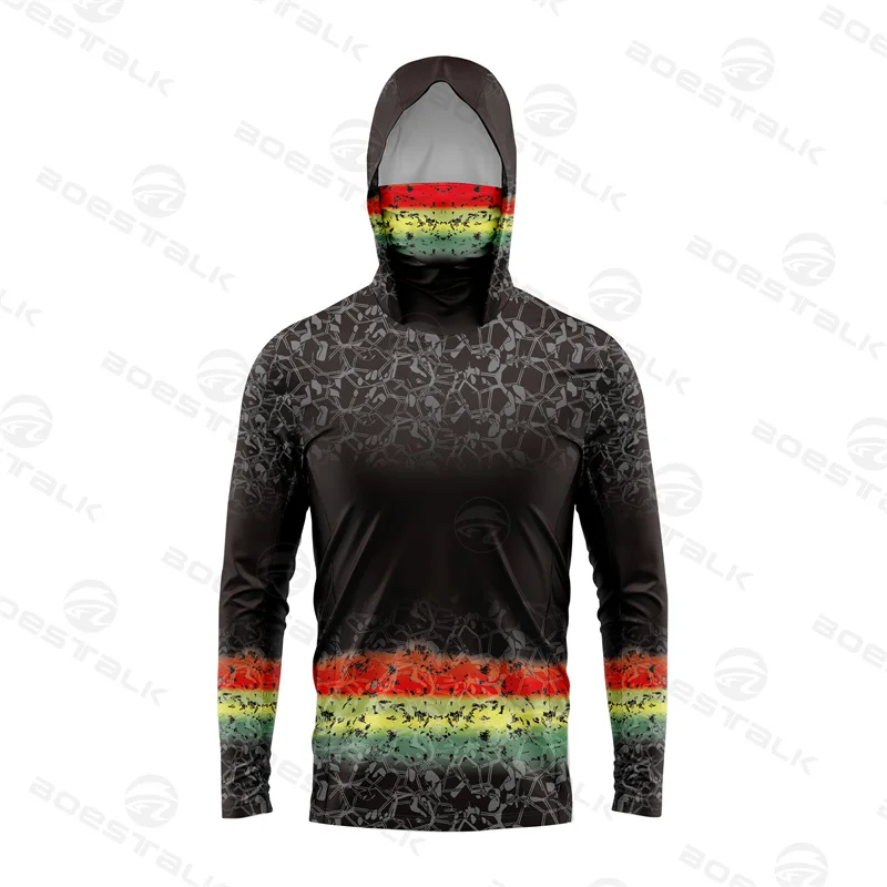 Noví muži rybárske košele tvárové krk anti-uV priedušný rybársky dres s dlhým rukávom Ochrana pred slnkom rybárske vrcholy Camisa de Pesca