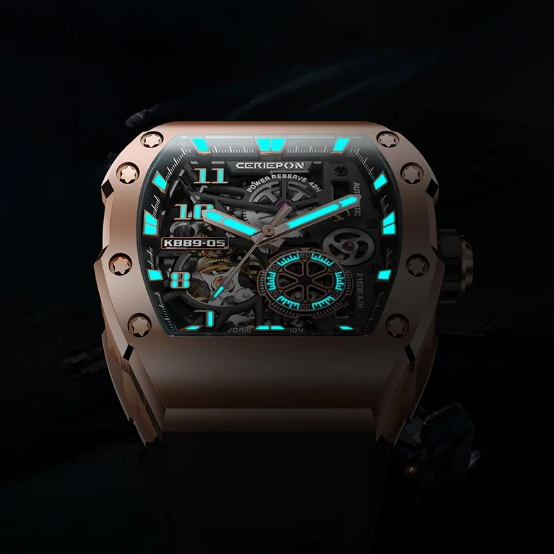 Noví módne muži Mechanické automatické náramky pagani dizajn Richard Podobné ručné silikónové kapely Sport hodinky Relogio Masculino