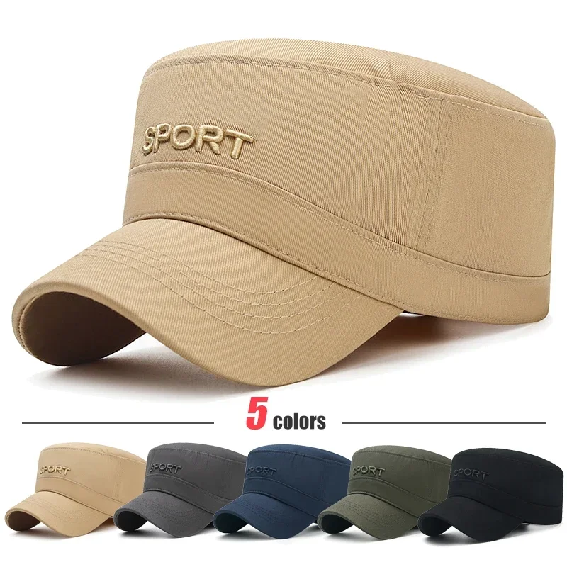 Noví módne muži Ženy Športové listy 3D výšivka Vojenská akadémia Študent Plochá čiapka Unisex Outdoor Casual Sun Sun Hat Dad Caps