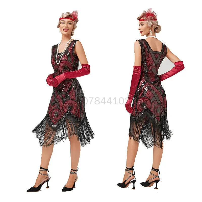 Noví prílety dámske dámske z 20. rokov 30. roky flitry Fringed Gatsby Cocktail Dress Svadobné šaty na večierky 30.