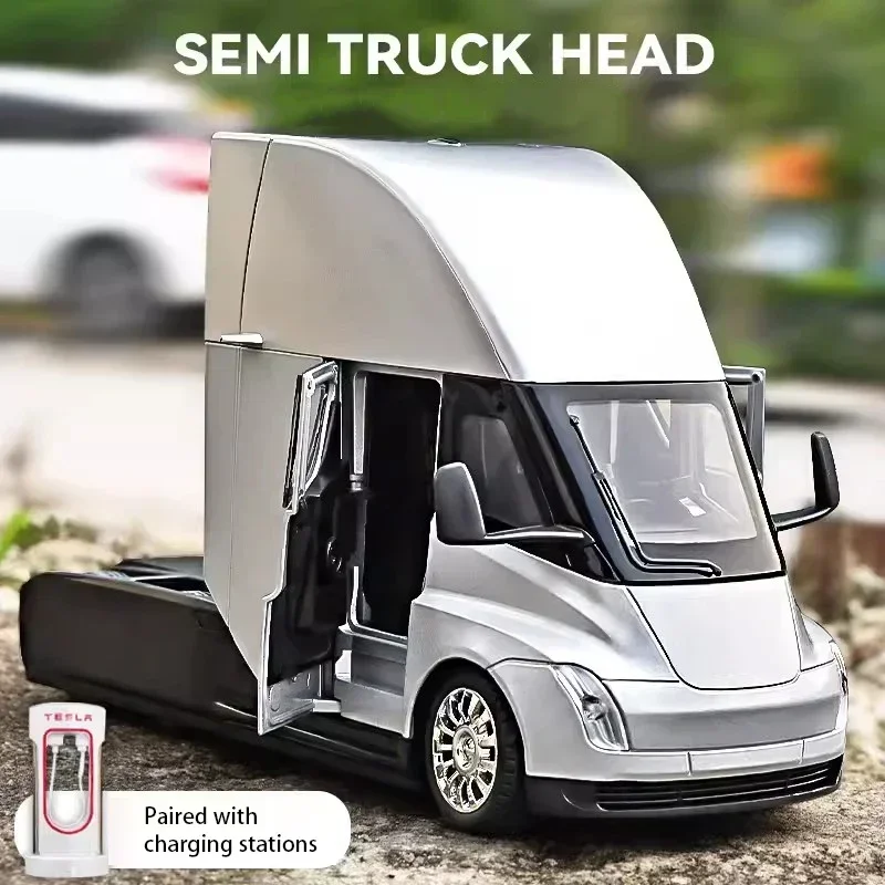 NOVÝ 1:24 Tesla Semier Trailer Truck Zliatina Diecast CAR Model so zvukom a ľahkým ťahom za kamión