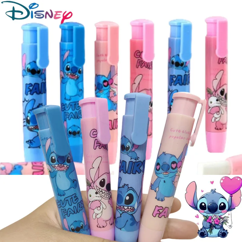 NOVÝ 1/4PC STOTCH DISNEY Press Eraser Kawaii Lilo a Stitch Písanie kresby ceruzky gumy pre deti školské potreby