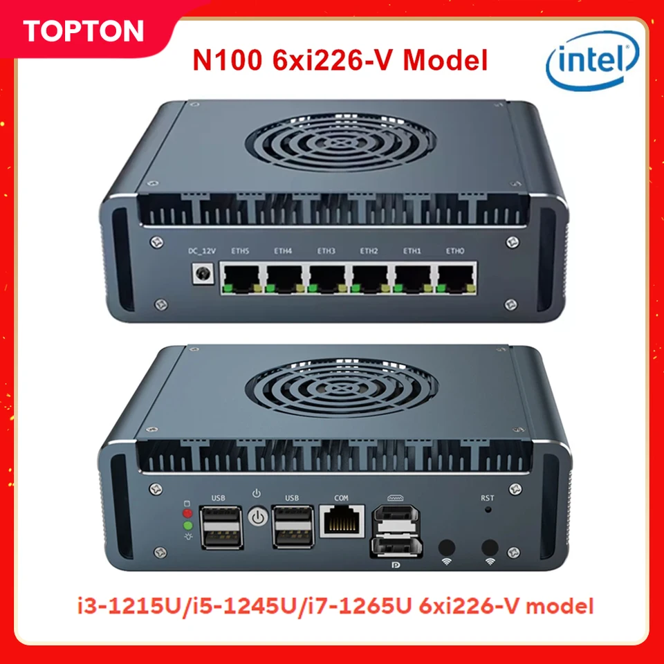 Nový 12. gen i7 1265U i5 1245U N100 Firewall Mini PC 6x2.5g Intel I226-V i3-1215U DDR5 NVME Proxmox PFSense Computer Mini Router