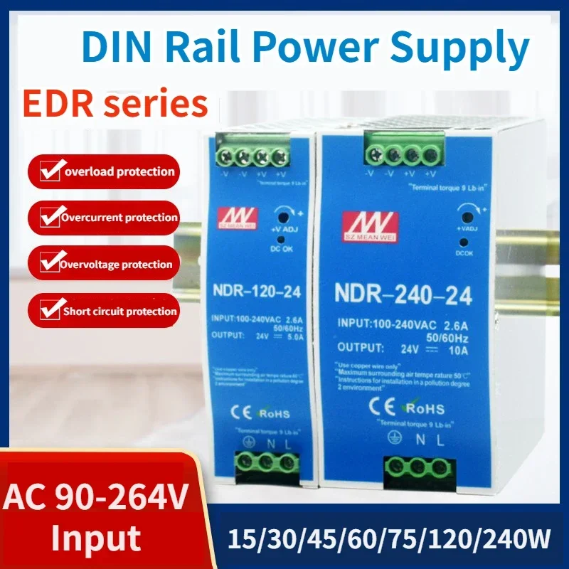 NOVÝ 12 V/24V DC Stabilný EDR Track Switch AC 90-264V Vstup 12/24V Výstup DC 75W/120W/150W Transformátor napájací zdroj