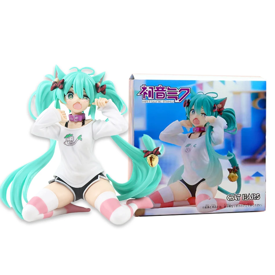 Nový 12cm stolný počítač roztomilý Hatsune Miku Kwaii Anime Figure Hračky Hračky PVC Model Collector Doll Birthday Darček