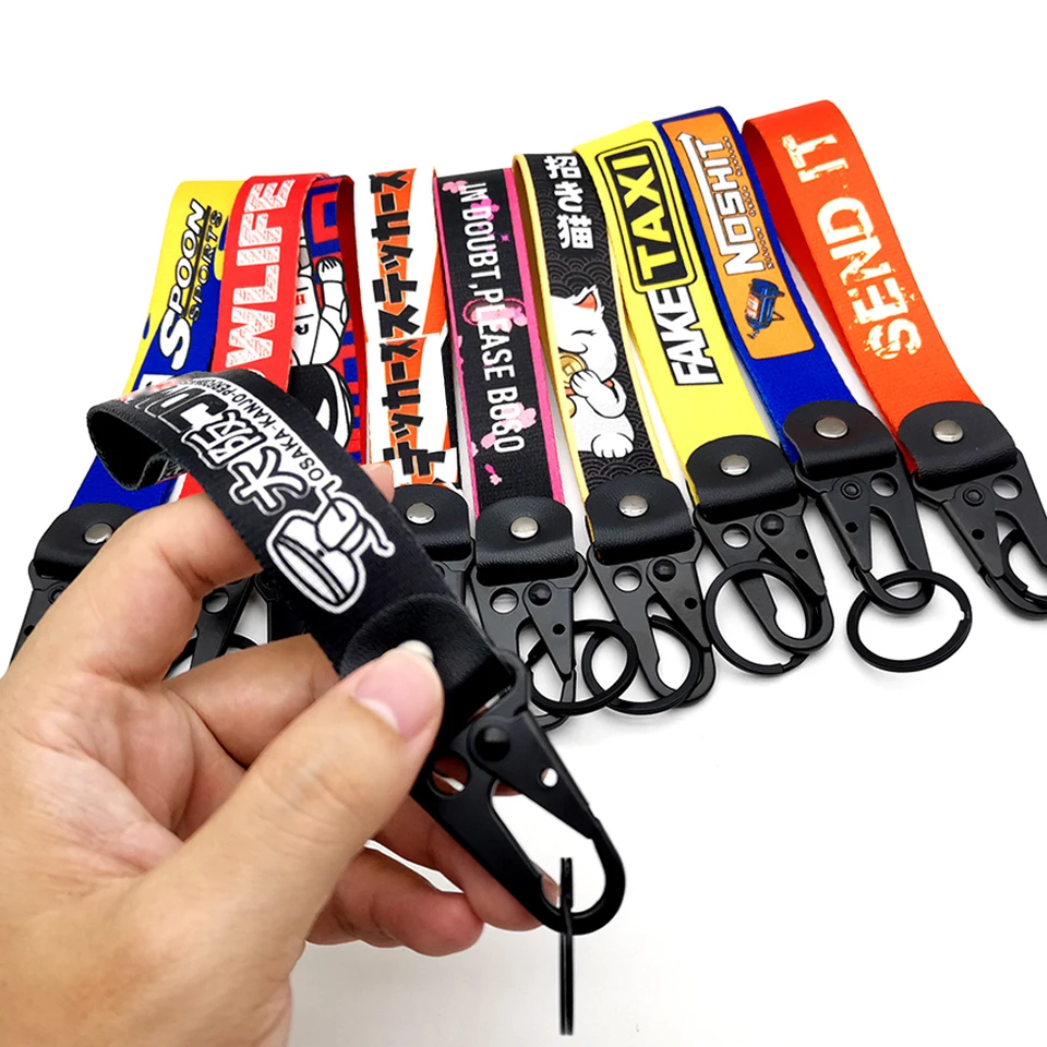 NOVÝ 1PC JDM STYLE KLYN RING RINGNEGNA ŠTÁTNY ŠTÁTNY Kľúčové remienky Strana Strany Thermoprint JDM Racing Car Motorcycle Keychain Accessories