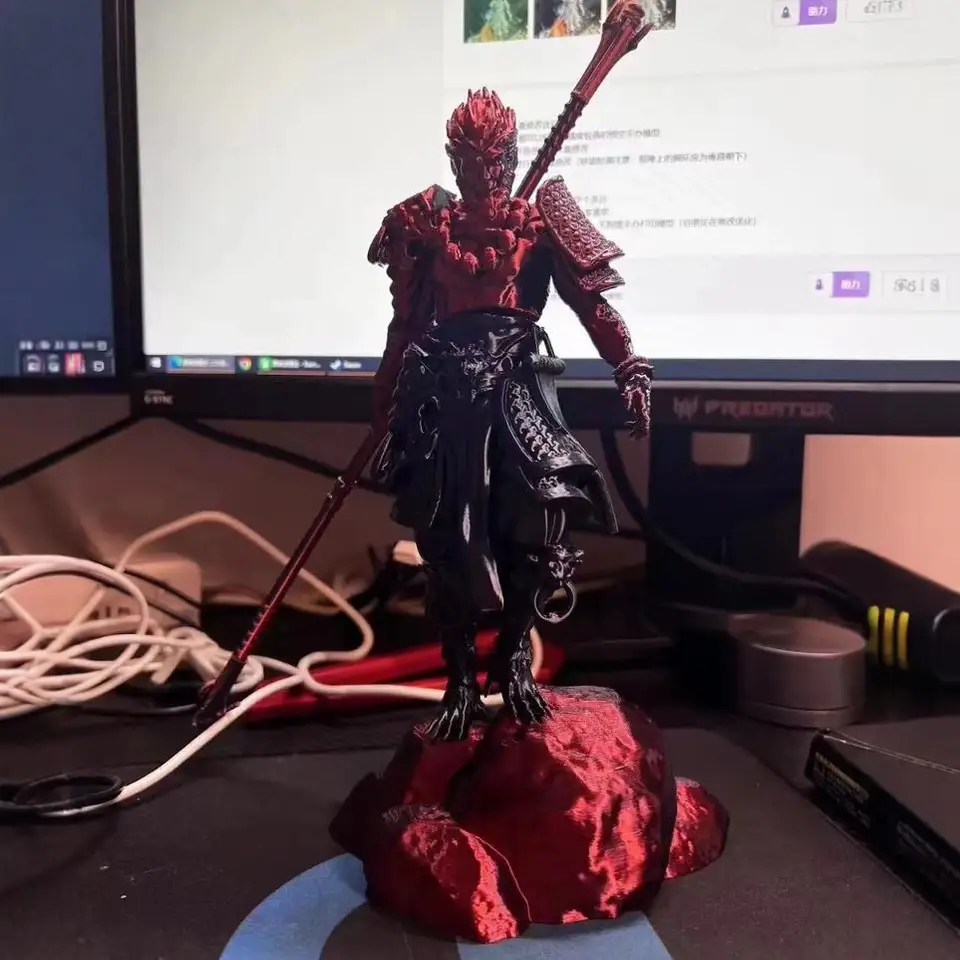 Nový 2024 3D tlačený čierny mýtus Slnko Slnko Wukong Ornament Voliteľná kancelária Ornament Advanced Simulation Devil Wukon Darček
