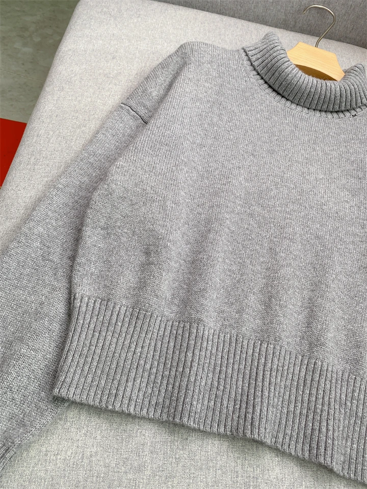 NOVÝ 2024 Jeseň Gray Style High Crck Grey Loose Pullover pletený sveter